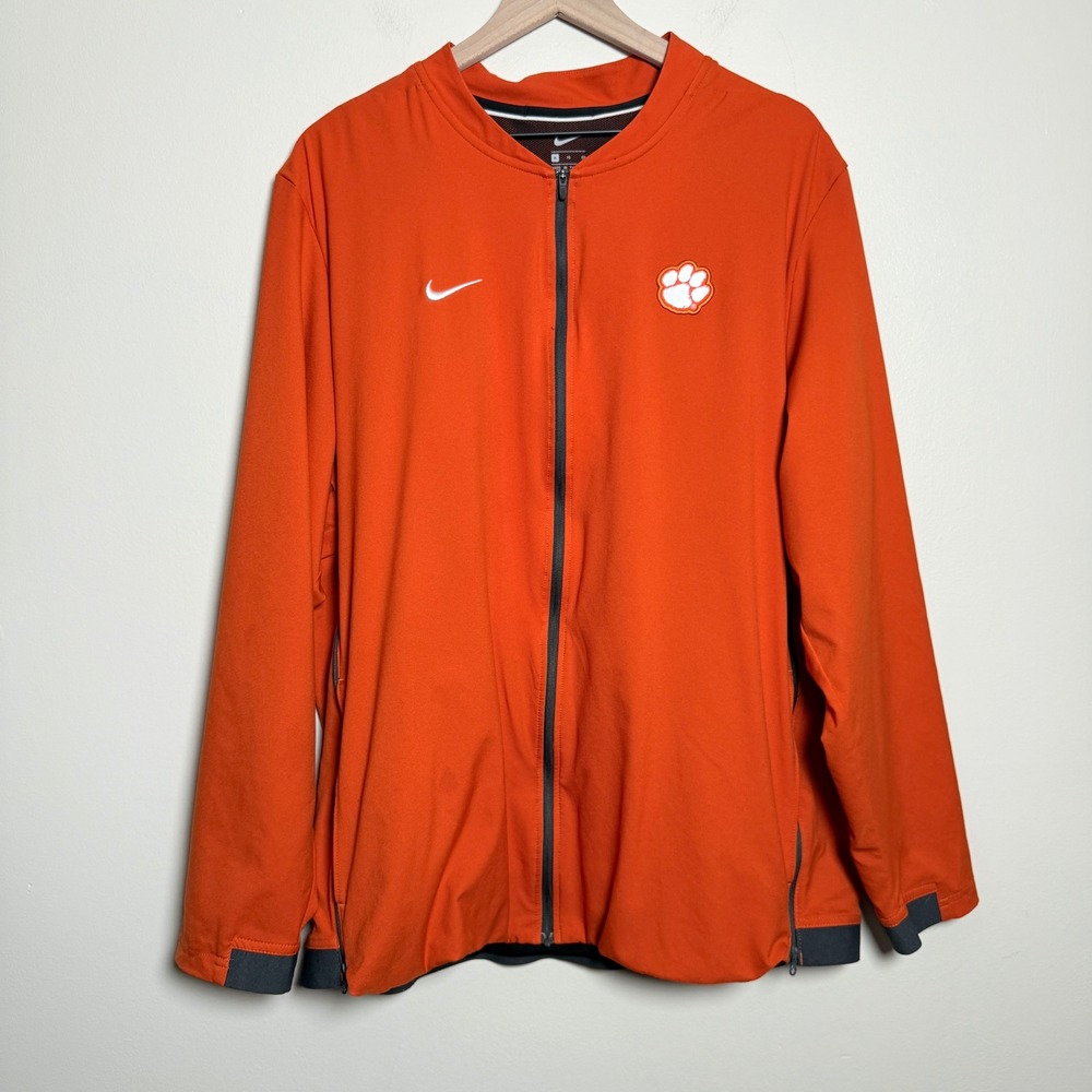 Nike Clemson Tigers Mens Sideline Jacket XL Orange Full Zip Performance Sports